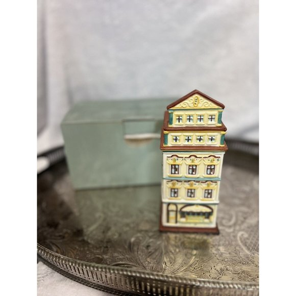 NIB! PartyLite Cafe Amsterdam Tealight House 2 Pc P8275 Hand Painted Porcelain - Picture 2 of 8